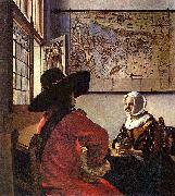 Johannes Vermeer Officer and a Laughing Girl, oil painting artist